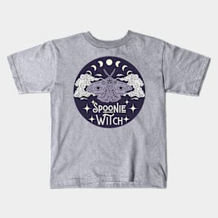 Spoonie Witch Moth Moon Stars Purple Kids T-Shirt